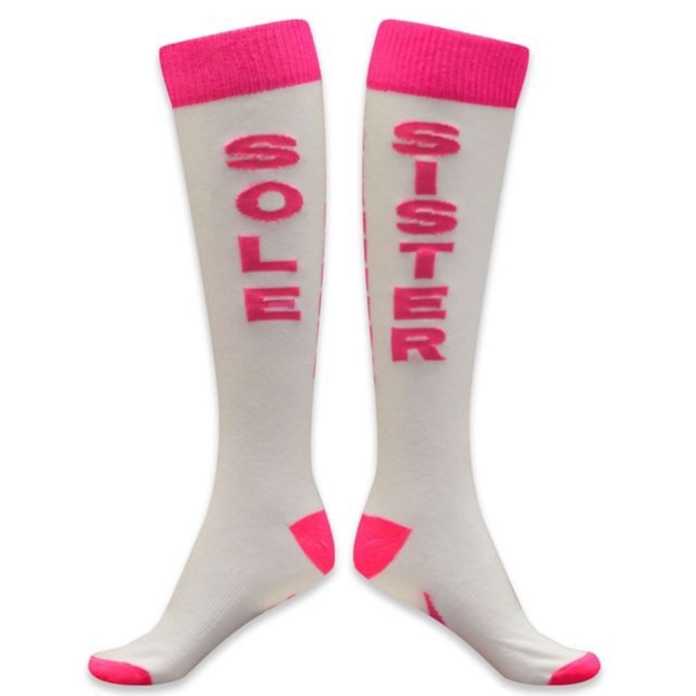 Knee length socks pink white